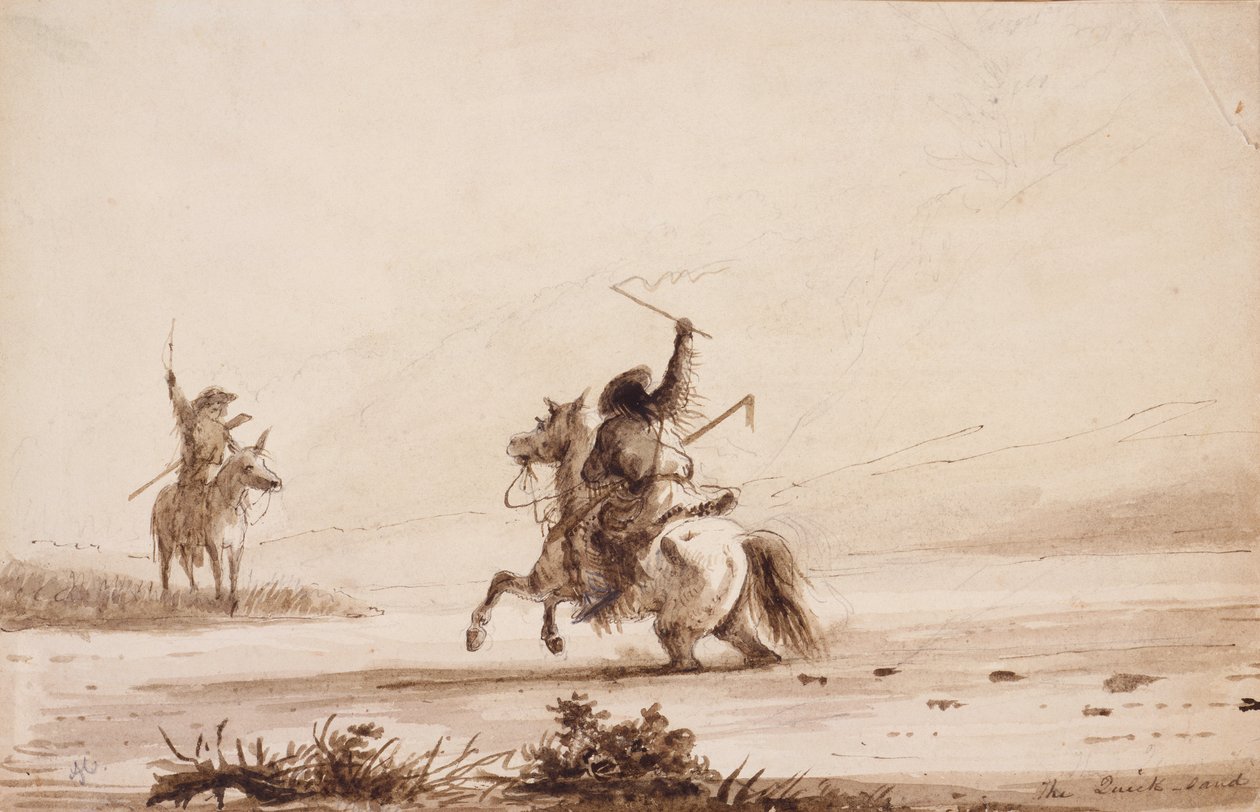 Bataklık boyunca mücadele by Alfred Jacob Miller
