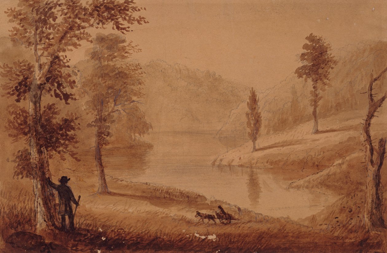 Kuğu Gölü, 1837 dolayları (kağıt üzerine suluboya) by Alfred Jacob Miller