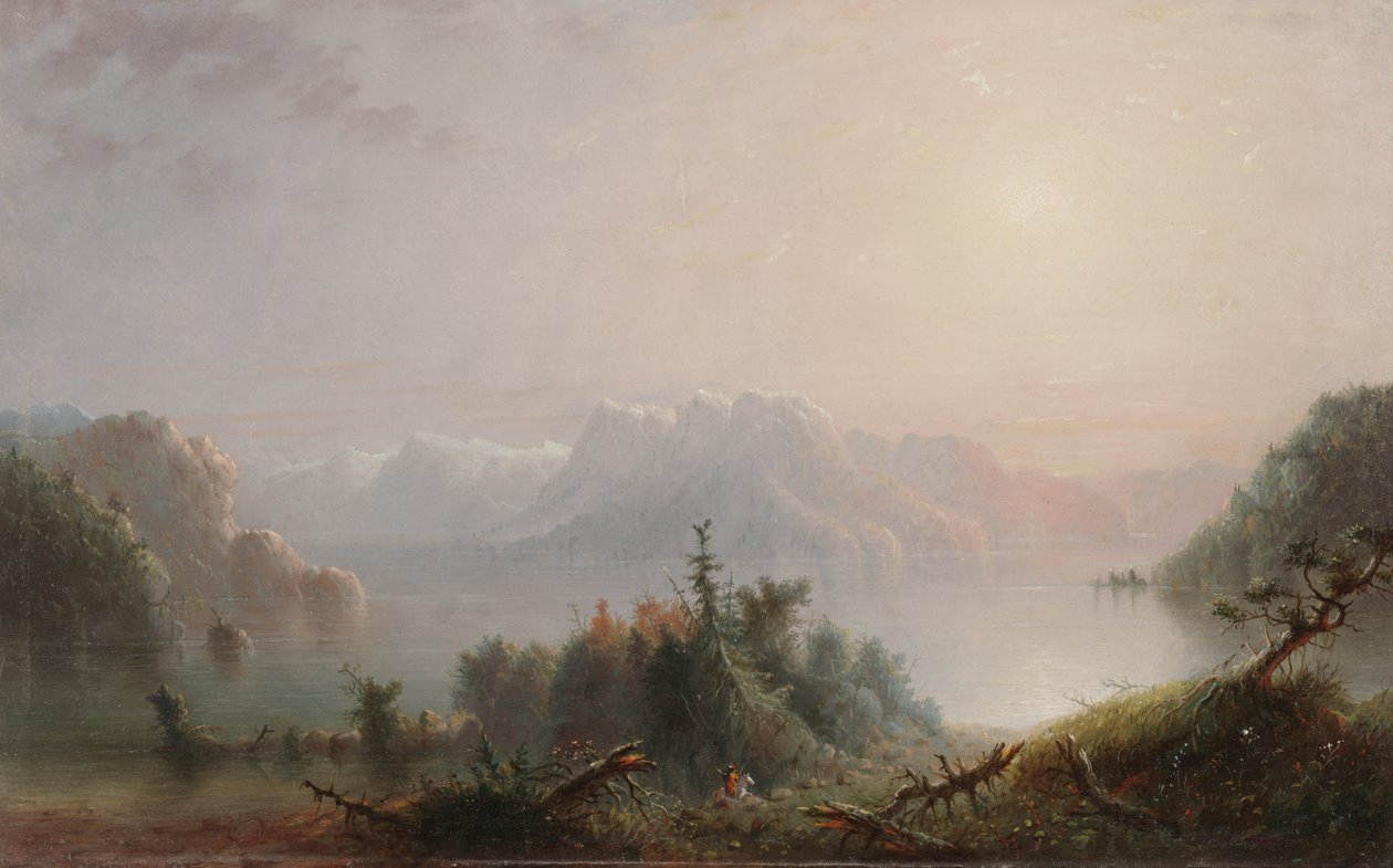 The Lake Her Lone Cosom Gökyüzüne Genişler, c.1850 (panelde yağlı boya) by Alfred Jacob Miller