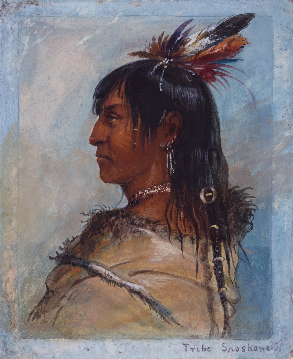 Kabile Shoshone, c.1837 (kalem ve mürekkep, kağıt üzerine suluboya ve guaj) by Alfred Jacob Miller