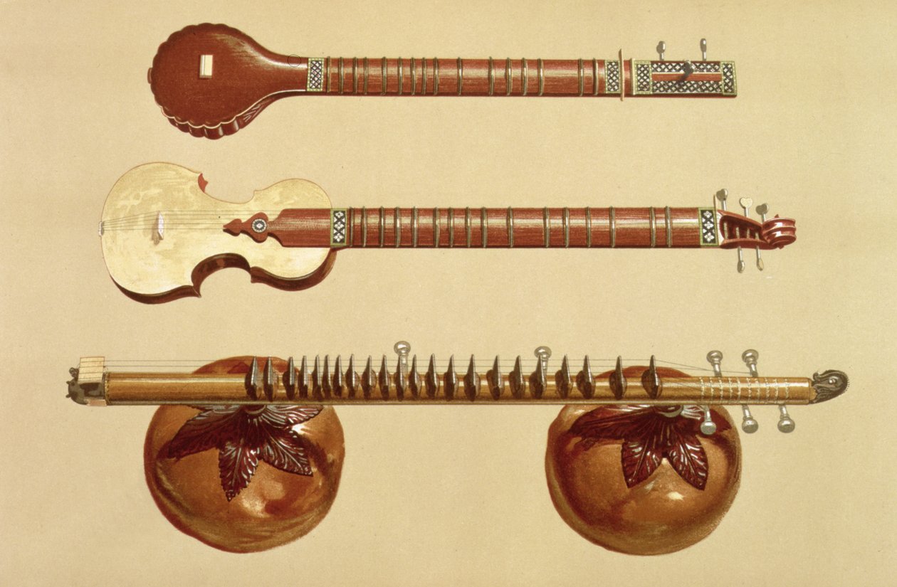 İki sitar ve bir rudra vina, Hint, 