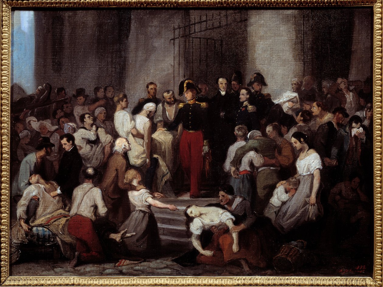 Orleans Dükü, kolera salgını sırasında oteldeki hastaları ziyaret ediyor. by Alfred Johannot
