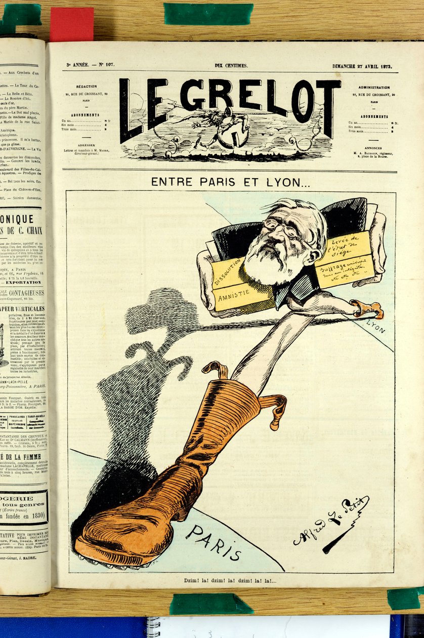 “Le Grelot”un Kapağı, 107 numara, Renkli Hiciv by Alfred Le Petit