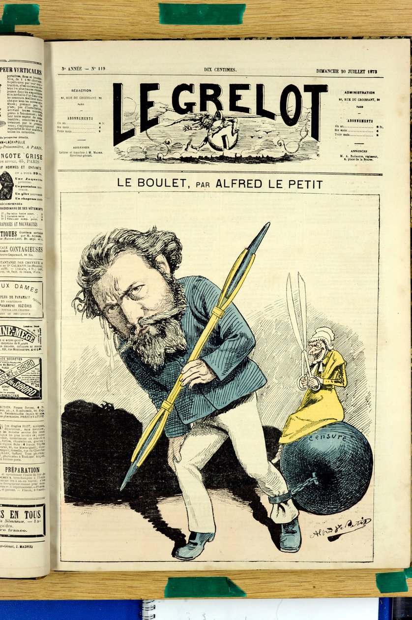 “Le Grelot”un Kapağı, 119 numara, Renkli Hiciv by Alfred Le Petit