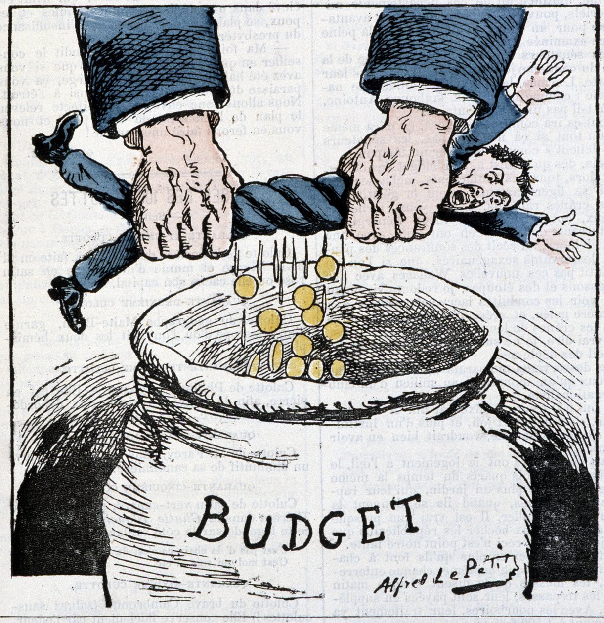 Zavallı vergi mükellefi, İmparatorluğa teşekkürler! : vergiler ve bütçe üzerine karikatür - A. Le Petitty, “Le Sans-Culotte”da” by Alfred Le Petit
