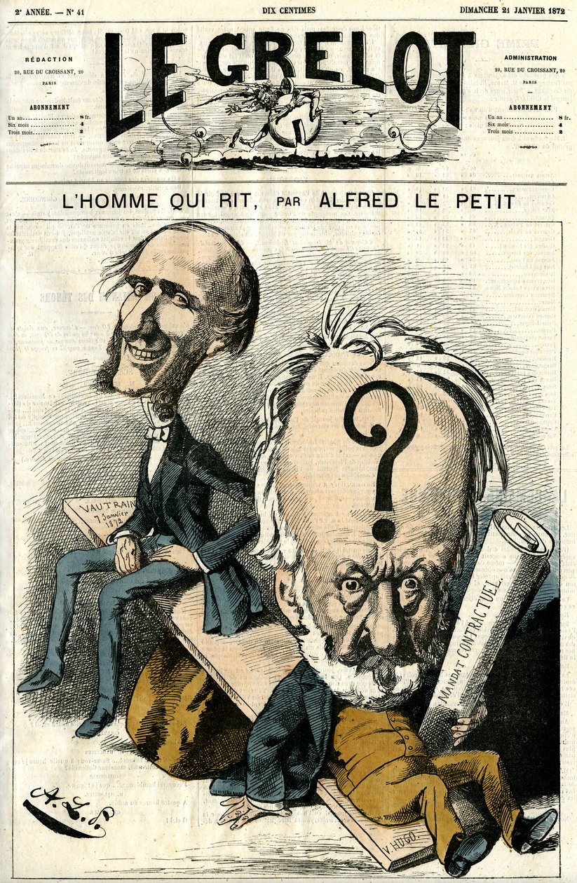 Victor Hugo ve Gülen Adam. karikatür by Alfred Le Petit