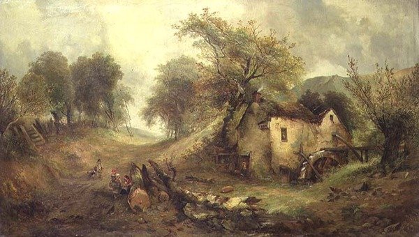 Bir değirmen tarafından bir yolda çocuklar by Alfred Montague