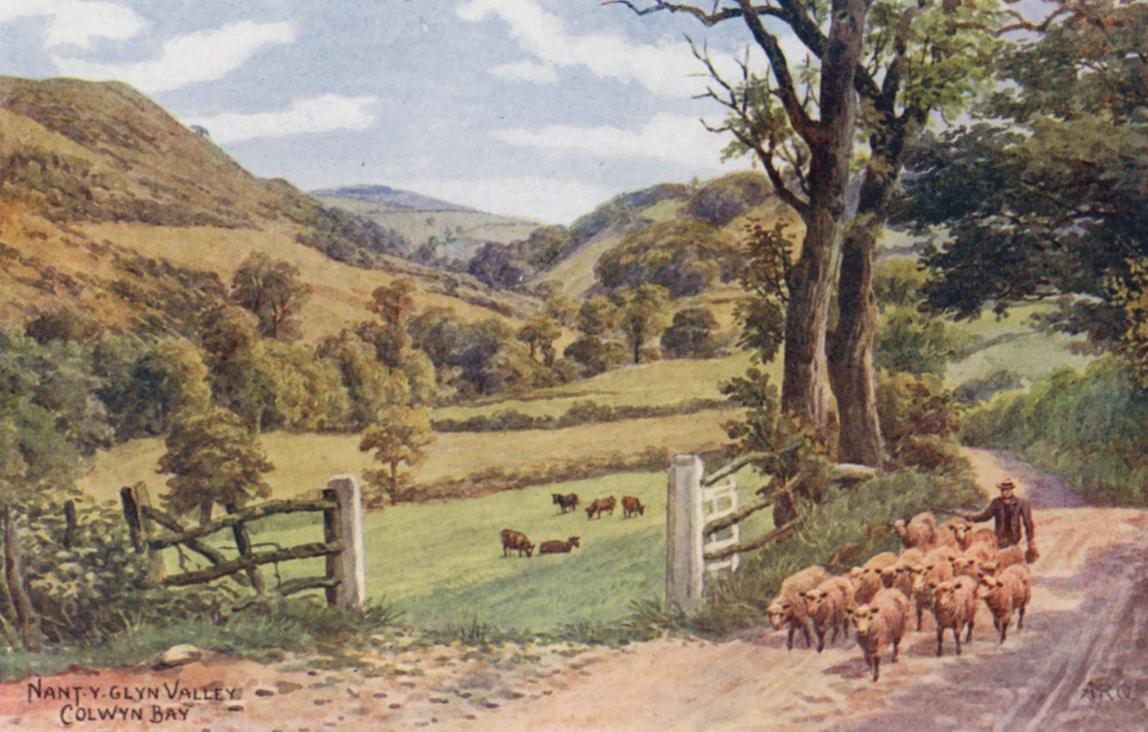 Nant Y Glyn Vadisi, Colwyn Bay (renkli lito) by Alfred Robert Quinton