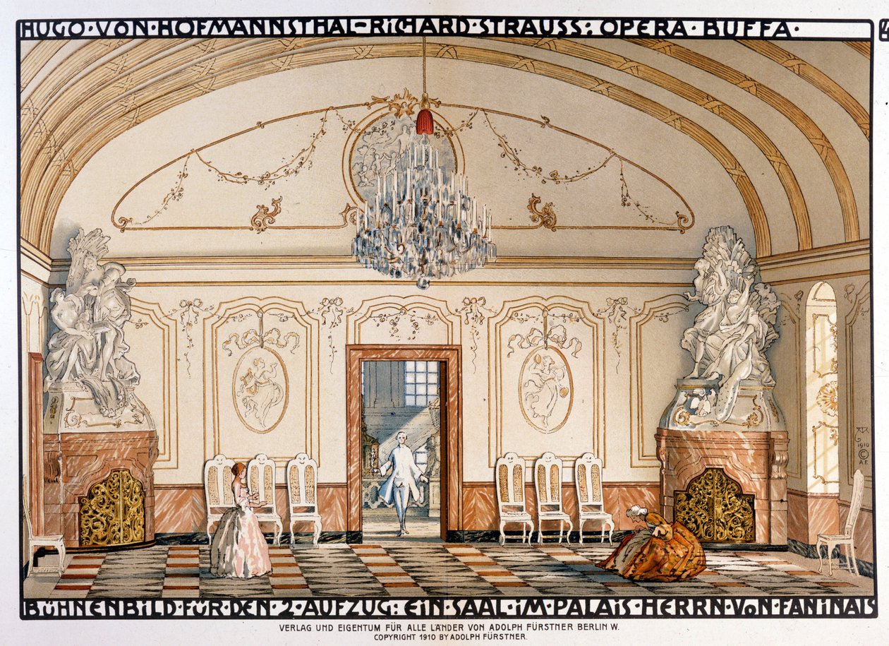 Richard Strauss: Roller tarafından Der Rosenkavaliert (The Rosenkavalier) Senografi. 2. perde by Alfred Roller