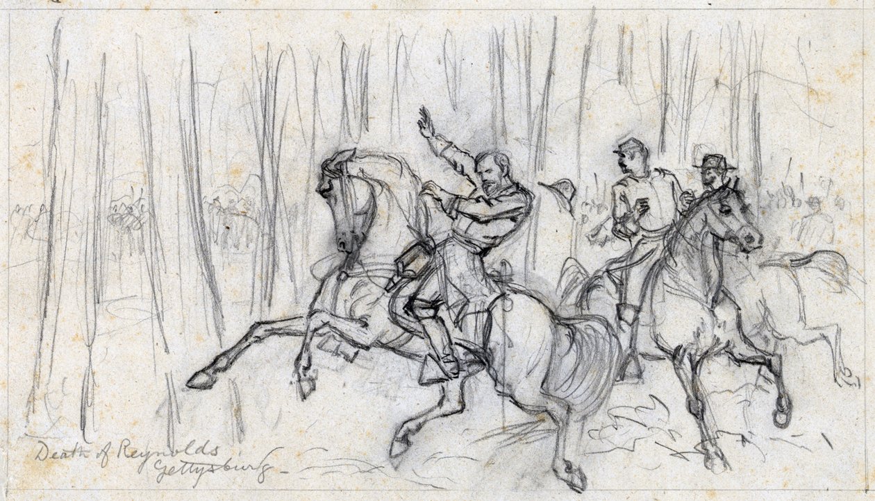 Gettysburg 1863'te Reynolds'un Ölümü (çizim) by Alfred Rudolph Waud