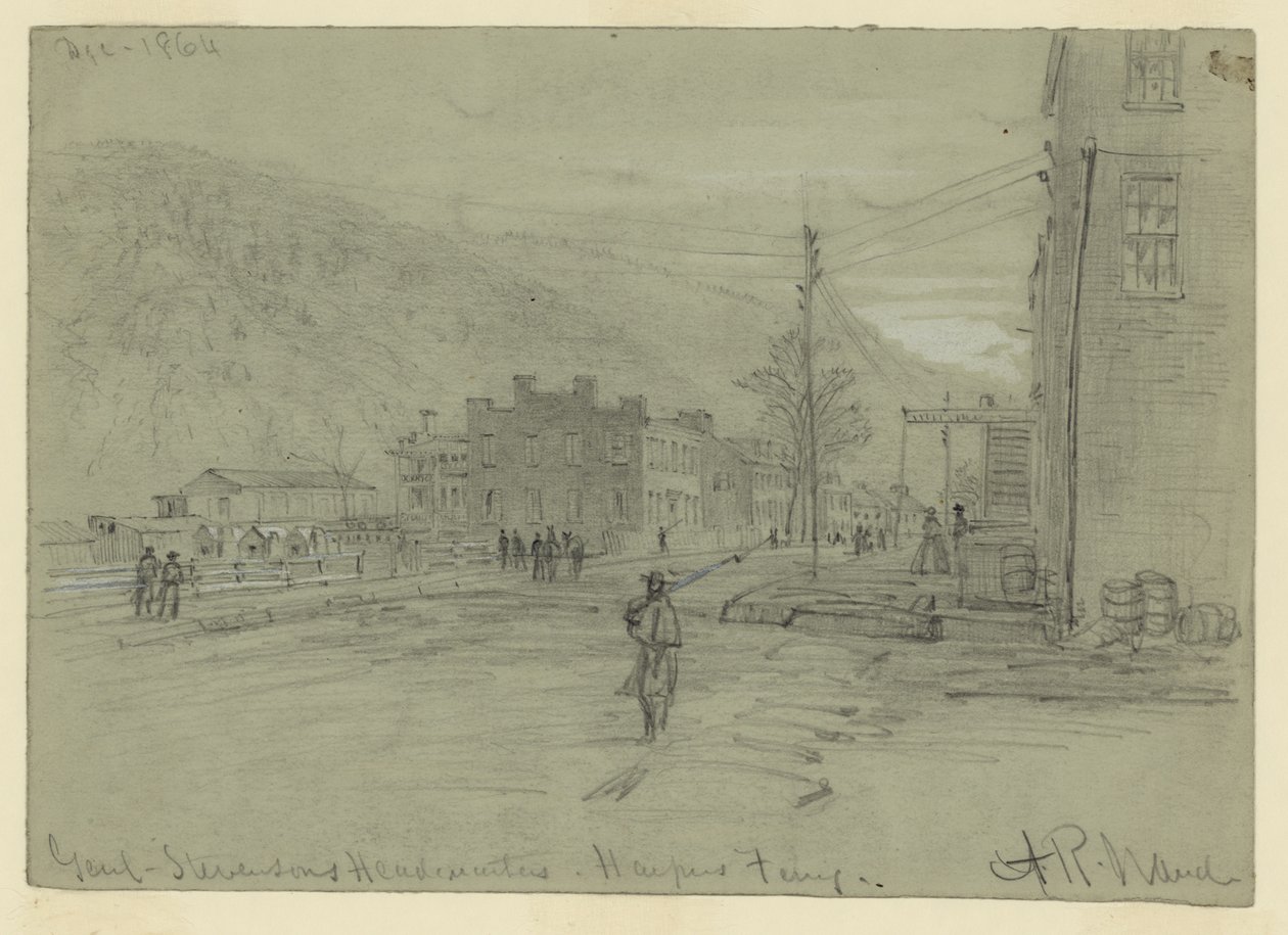 Genl. Stevensons Genel Merkezi-Harpers Feribotu by Alfred Rudolph Waud