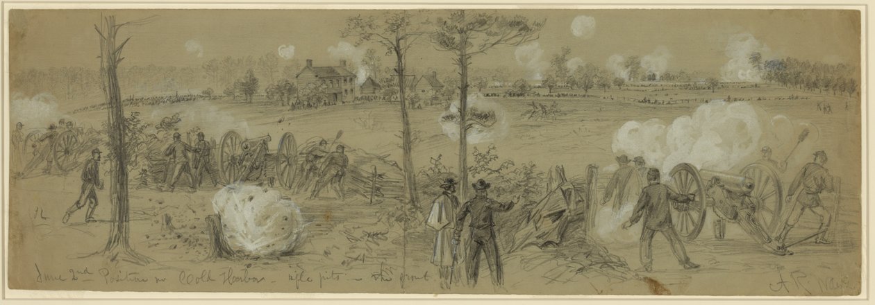 2 Haziran Pozisyon nr. Önde Cold Harbour-tüfek çukurları by Alfred Rudolph Waud