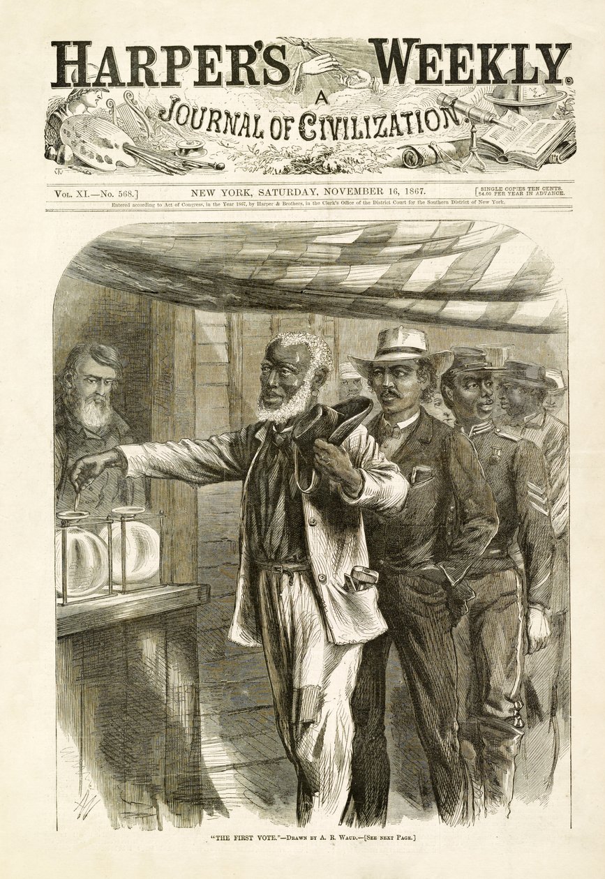 İlk Oy, pub. Harpers Haftalık, 1867 by Alfred Rudolph Waud