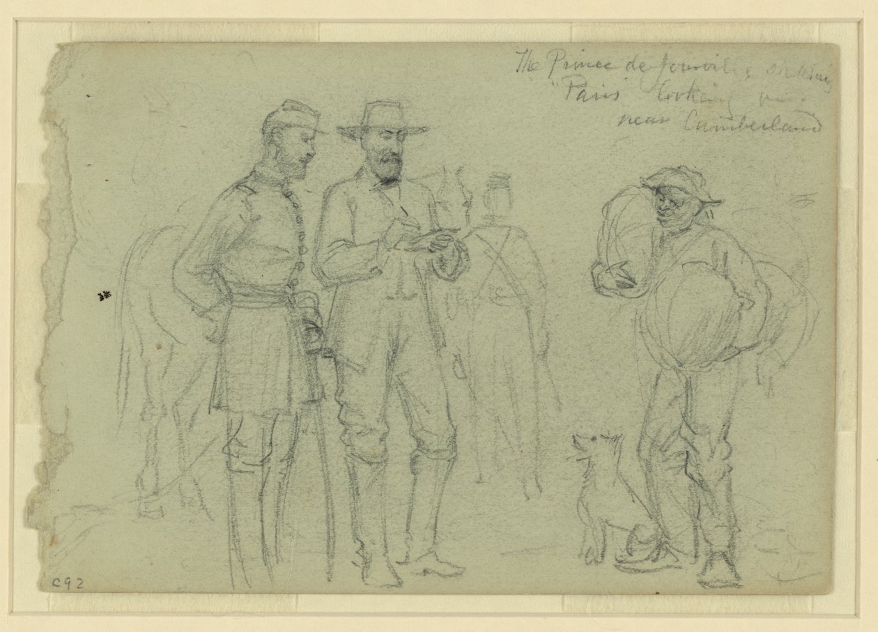 Cumberland yakınlarında "Paris" taslağını çizen Prince de Joinville by Alfred Rudolph Waud
