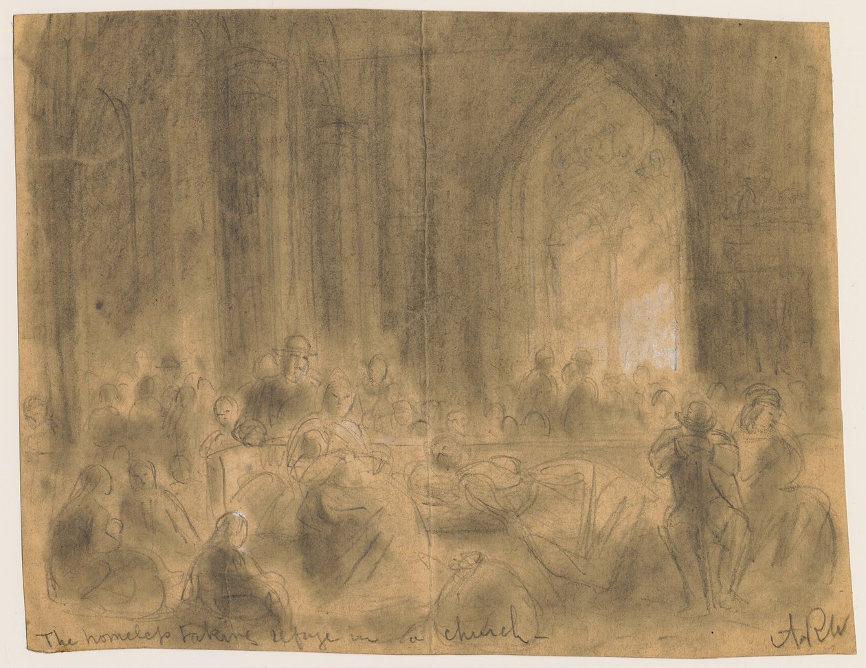 1871 Chicago Yangını sırasında kiliseye sığınan evsizler by Alfred Rudolph Waud