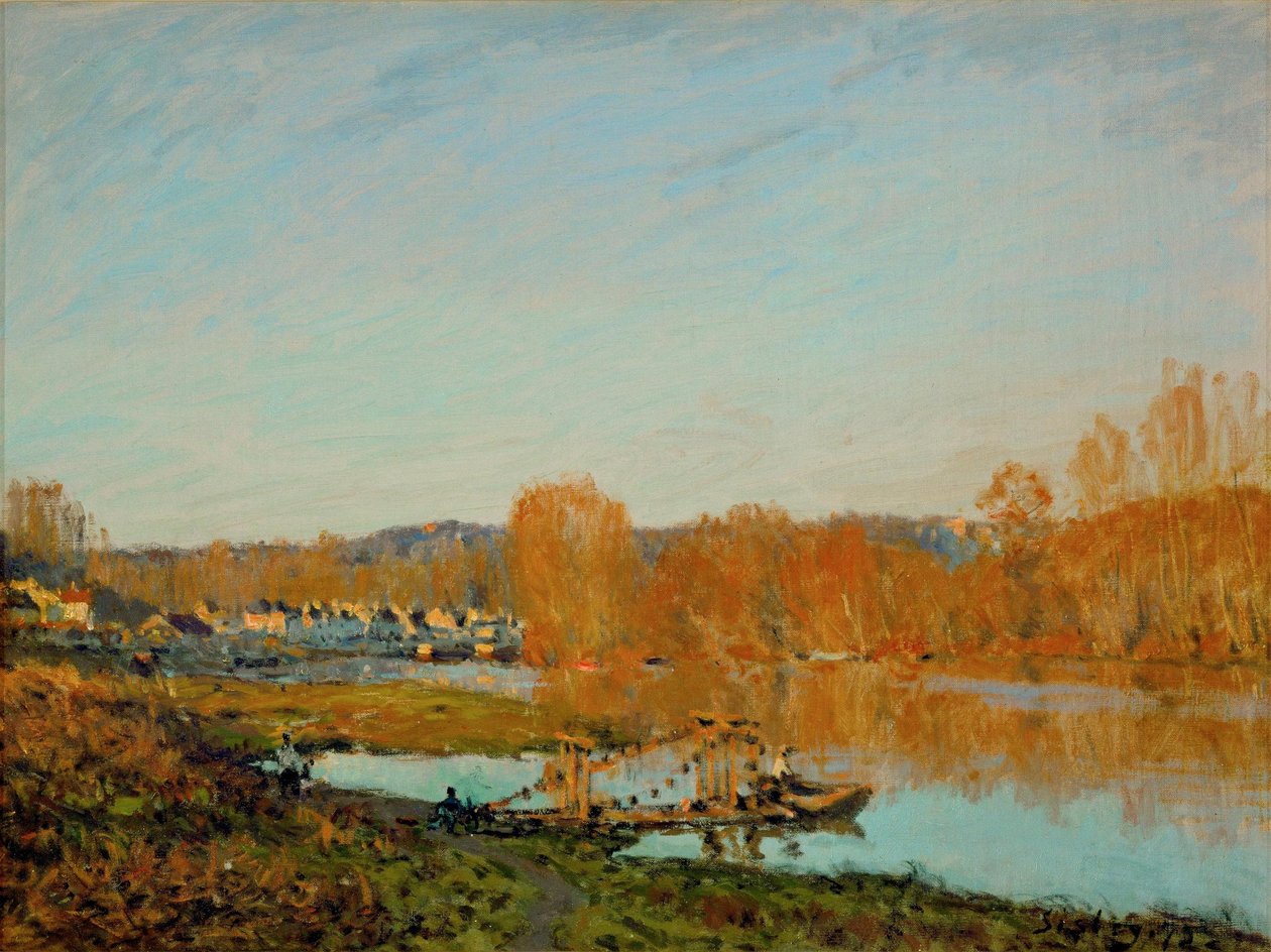Sonbahar: Bougival yakınlarındaki Seine Nehri kıyıları by Alfred Sisley