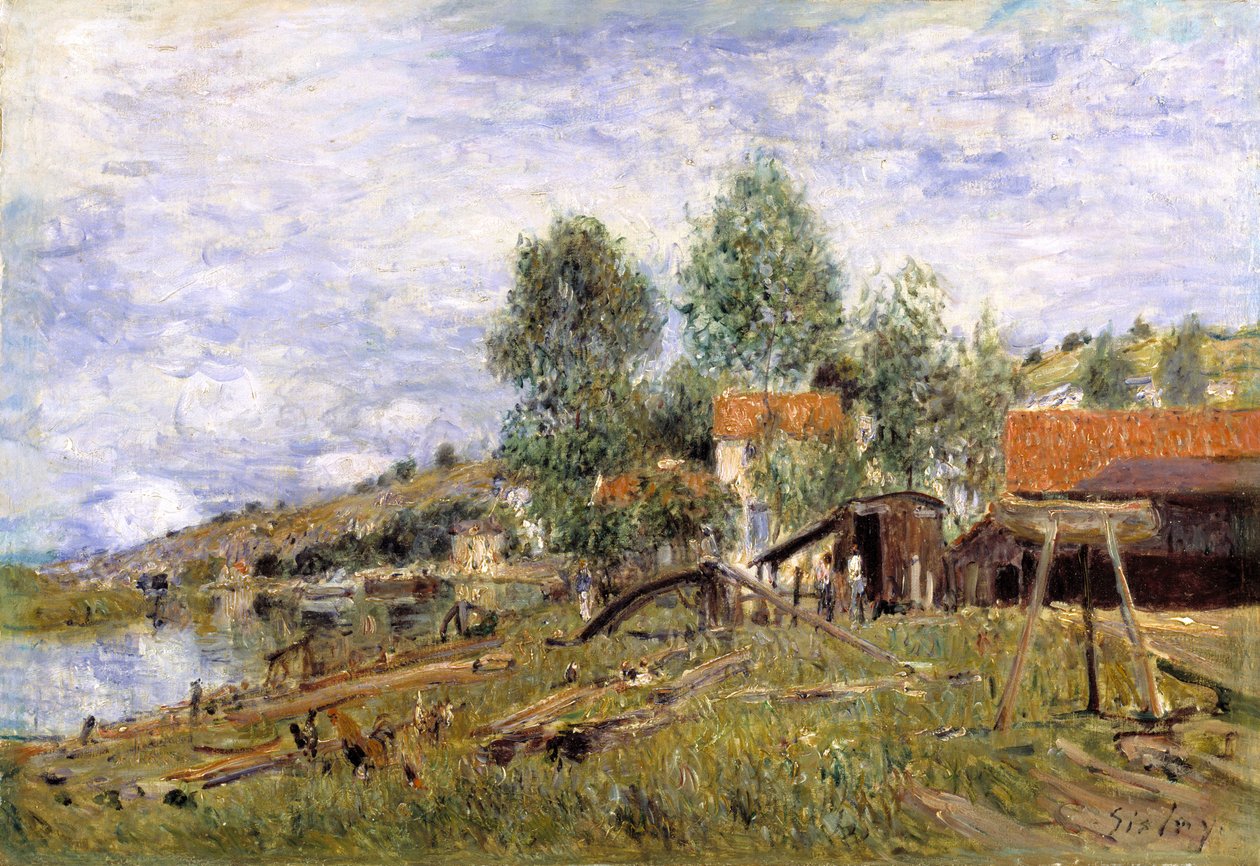 Saint-Mammes'deki tersane by Alfred Sisley