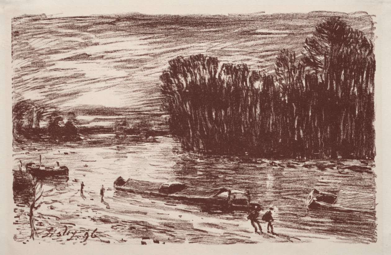 Loing Banks, Saint-Mammès yakınlarında by Alfred Sisley
