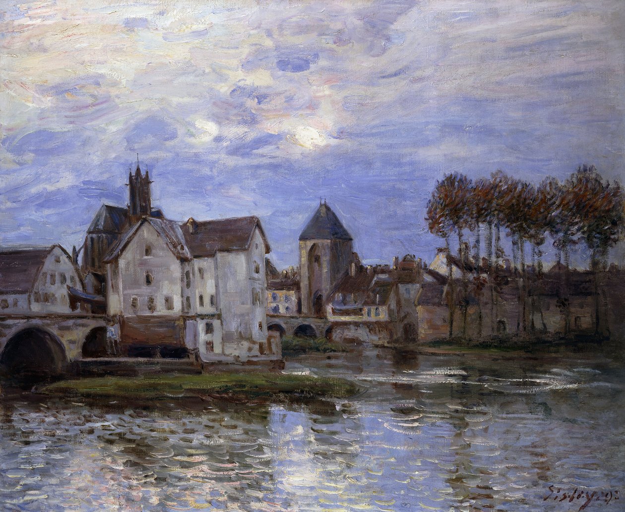 Gün Batımında Moret Köprüsü; Le Pont de Moret ve Soleil Couchant, 1892 by Alfred Sisley