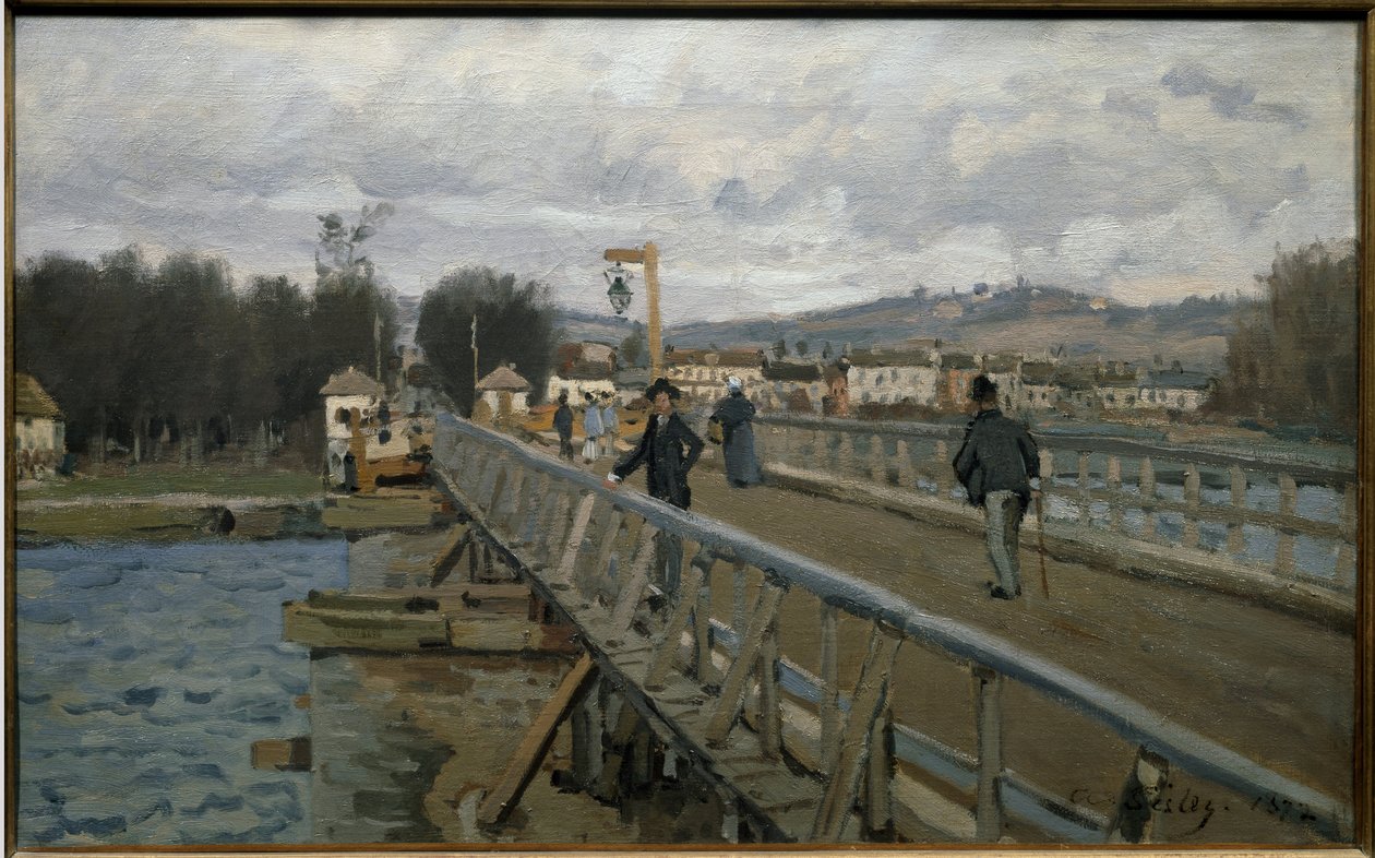 Argenteuil Yaya Köprüsü - tuval üzerine yağlı boya by Alfred Sisley