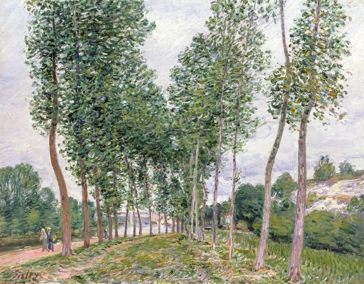 Loing Banks boyunca Kavak Bulvarı by Alfred Sisley
