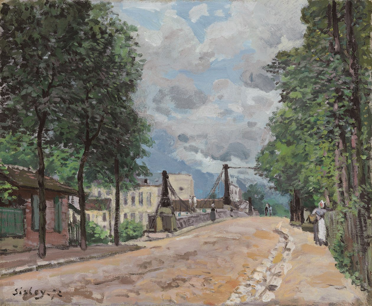 Gennevilliers Yolu; La route de Gennevilliers, 1872 by Alfred Sisley