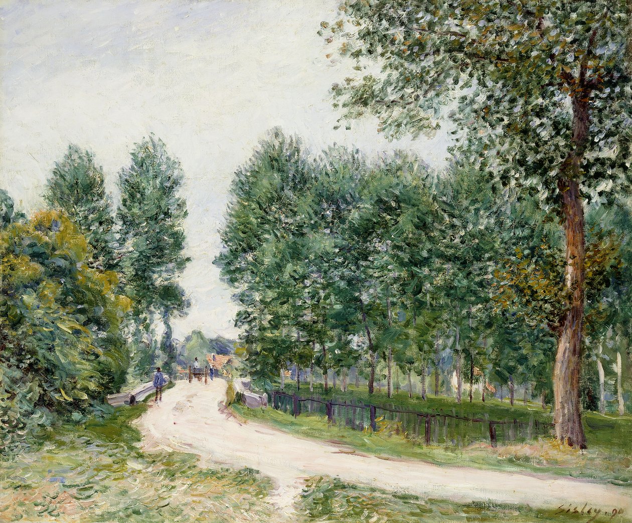 Saint-Mammes Yolu, Sabah; Saint-Mammes Yolu, Sabah, 1890 by Alfred Sisley