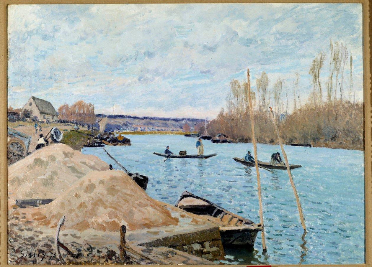 Port, Marly'deki Seine, kum yığını by Alfred Sisley