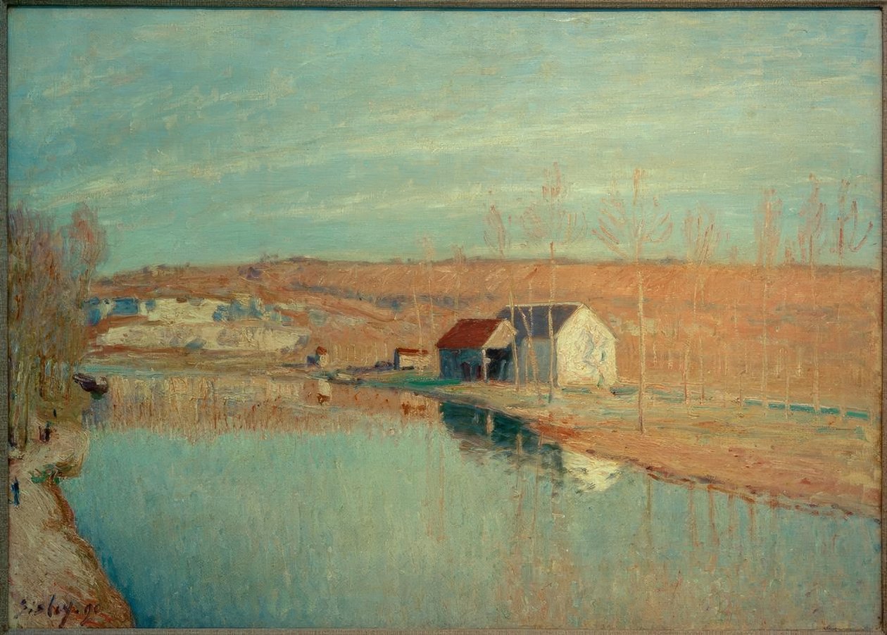 Loing ve Coteaux de St. Nicaise - Soleil de Mars by Alfred Sisley