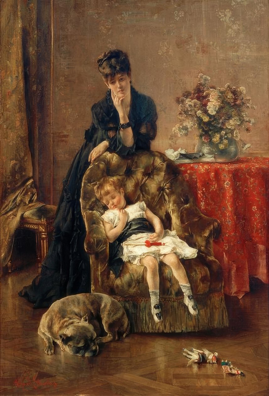 A.Stevens, Uyuyan Çocuk by Alfred Emile Stevens