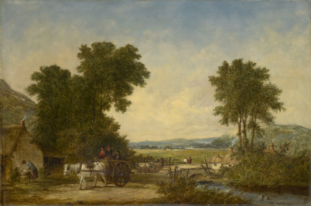 Arabadaki Figürlerle Ormanlık Kır Manzarası, 1855 dolayları by Alfred Vickers