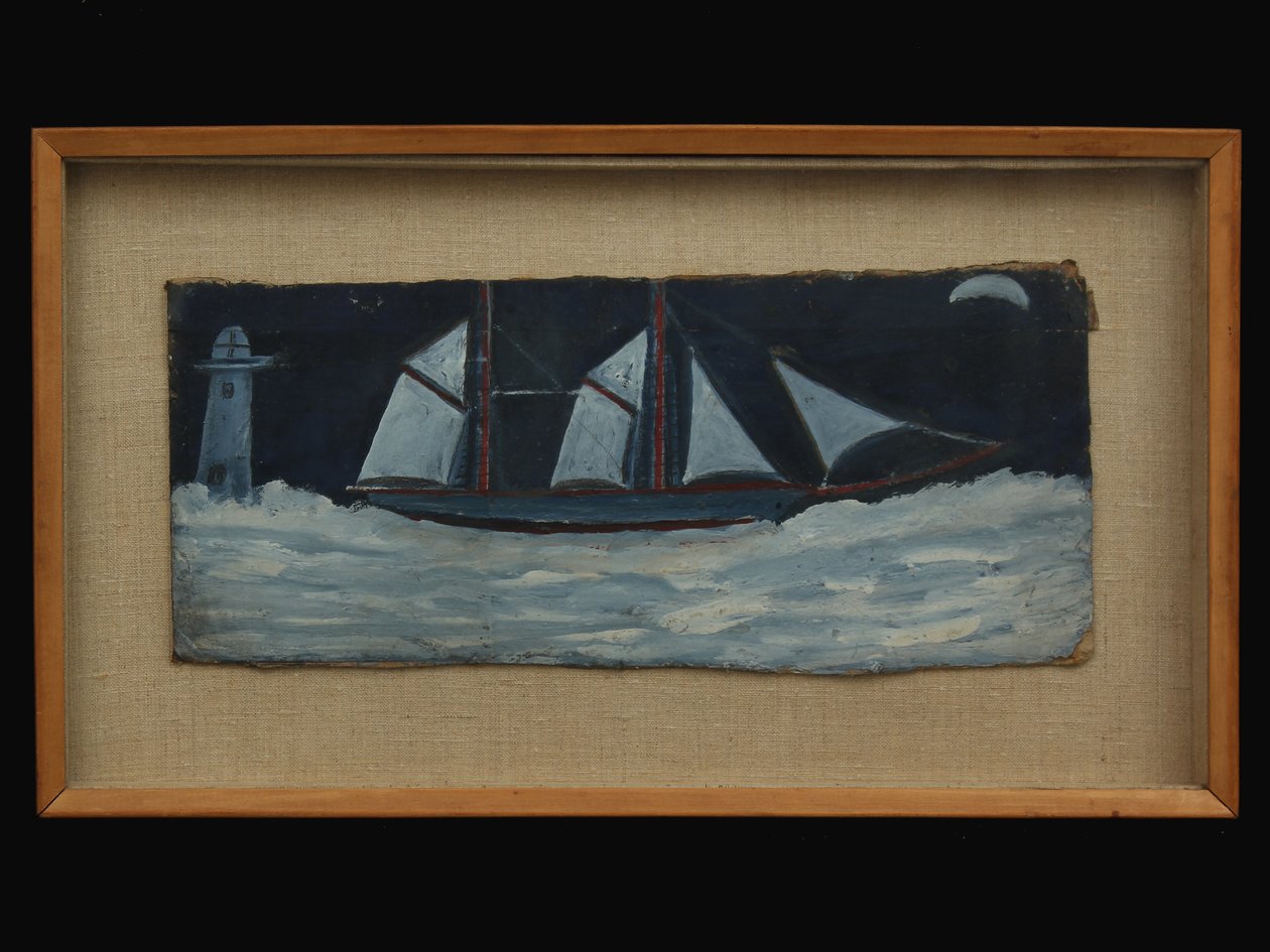 Cornish kıyılarında trol teknesi, 1930 dolayları by Alfred Wallis