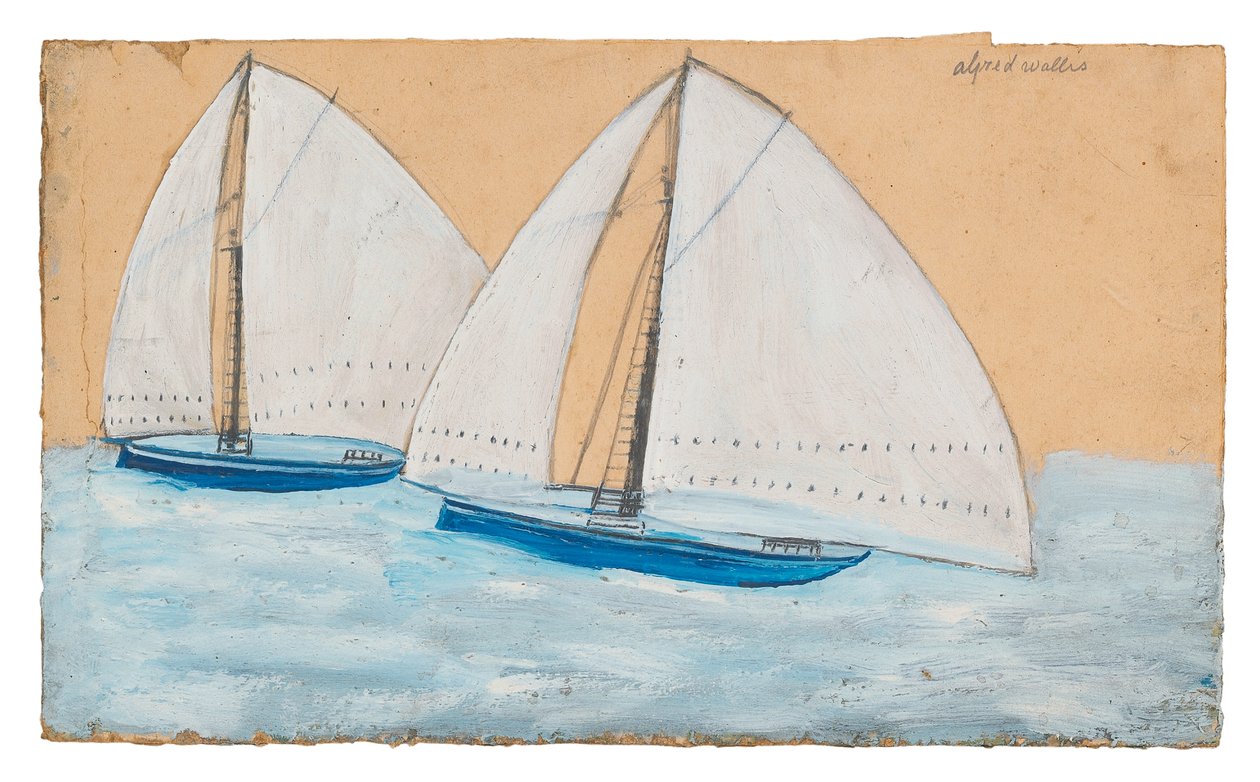 İki Yelkenli Tekne by Alfred Wallis