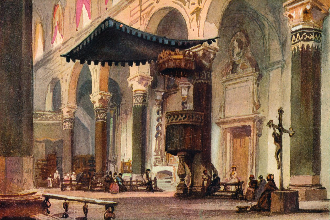 Katedralin içi, San Remo, c1870 by Alfred Waterhouse