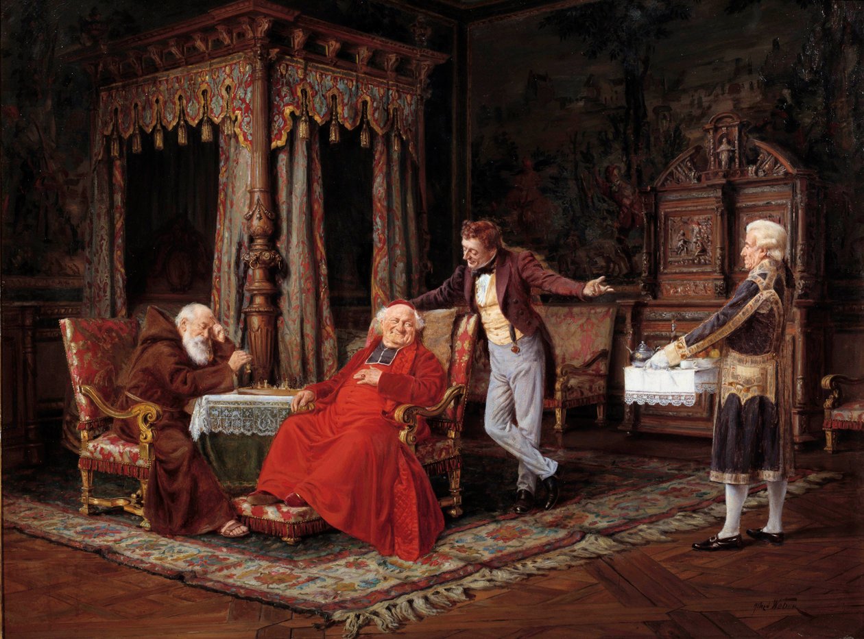Üstünlüğünün tadı Alfred Weber (1862-1922) tarafından yapılan resim 19. yüzyıl Avignon, Musee Calvet - Kardinal için Karidesler. Alfred Weber