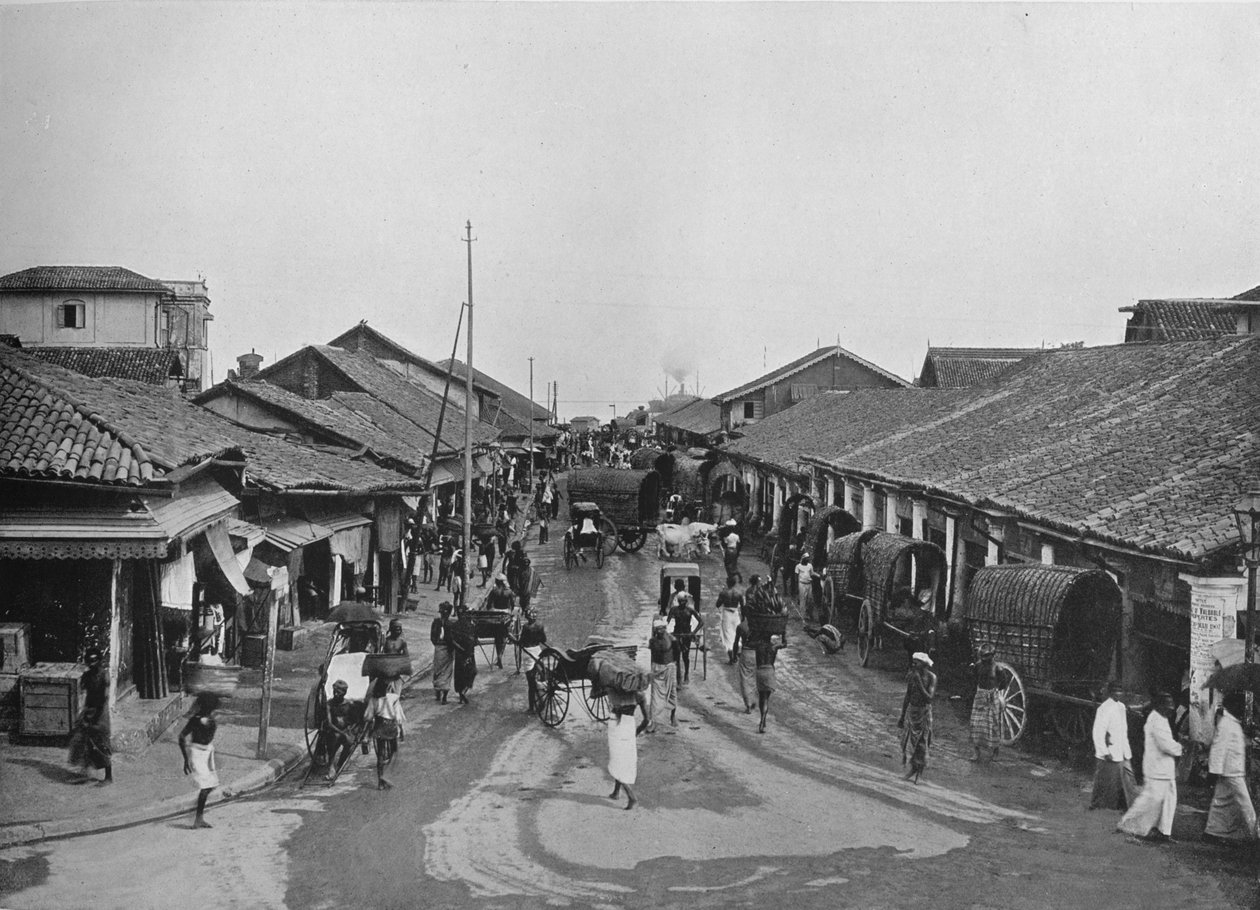 Yerli Mahallelerde Tipik Sokak Manzarası, Kolombo, c1890, 1910 by Alfred William Amandus Plate