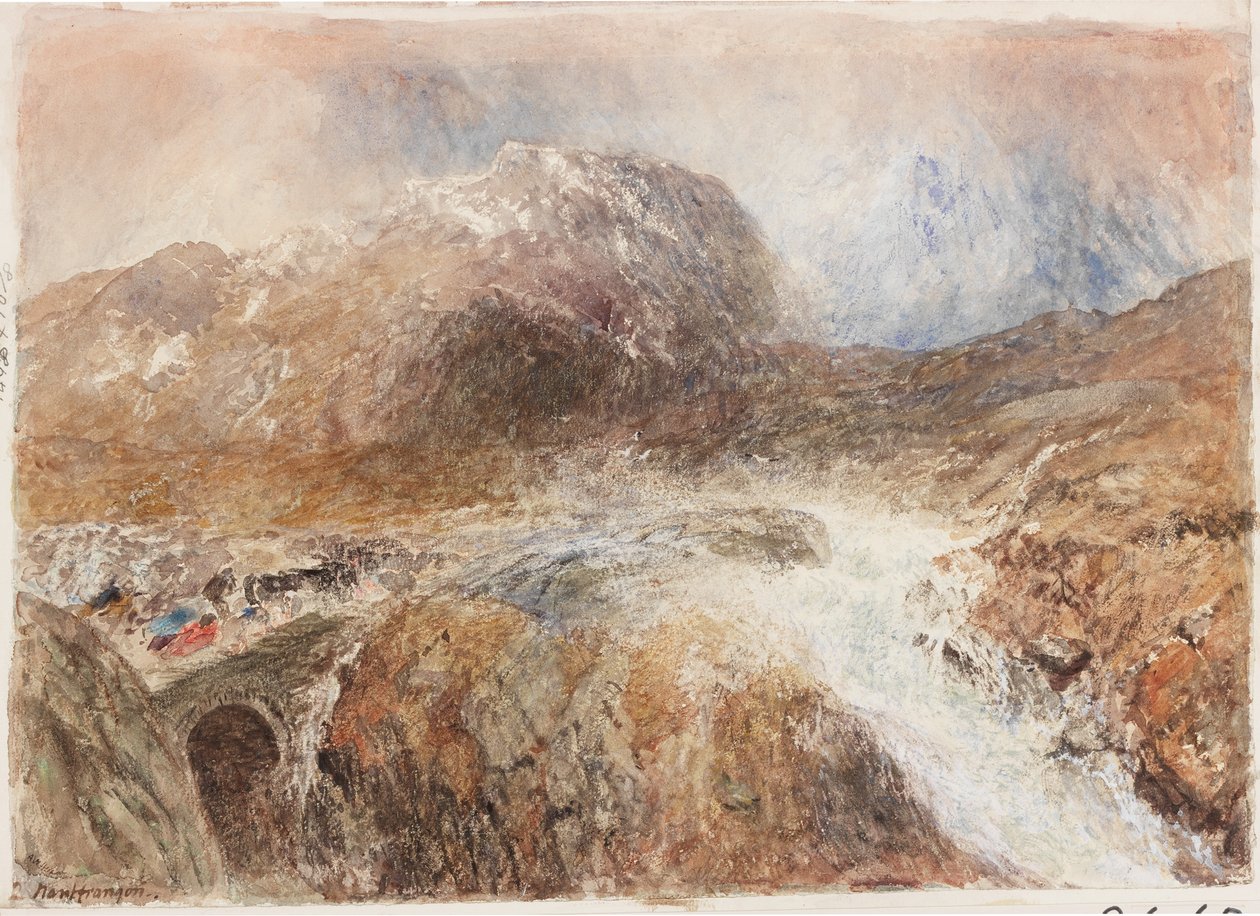 Nant Frangon (kağıt üzerine kurşun kalem ve sulu boya (gemiye yapıştırılır)) by Alfred William Hunt