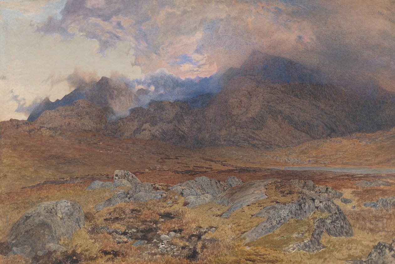 Snowdon, Nisan Dolu Fırtınasından sonra [veya Bulutları Temizleyerek Snowdon], ca. 1857. by Alfred William Hunt