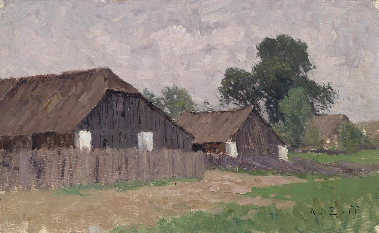 Klagenfurt yakınlarındaki çiftlik evleri by Alfred Zoff