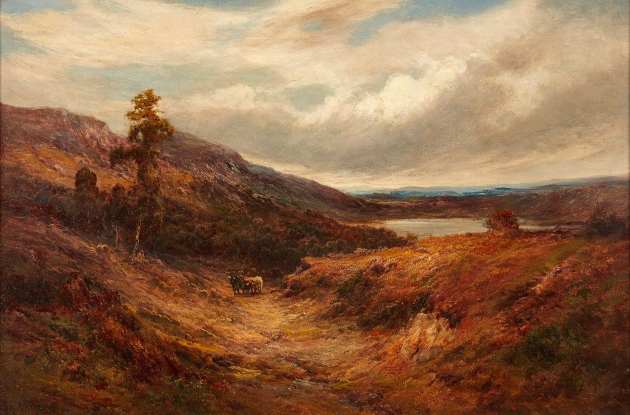 Dağ Yolunda Yayla Sığırları (tuval üzerine yağlı boya) by Alfred de Breanski