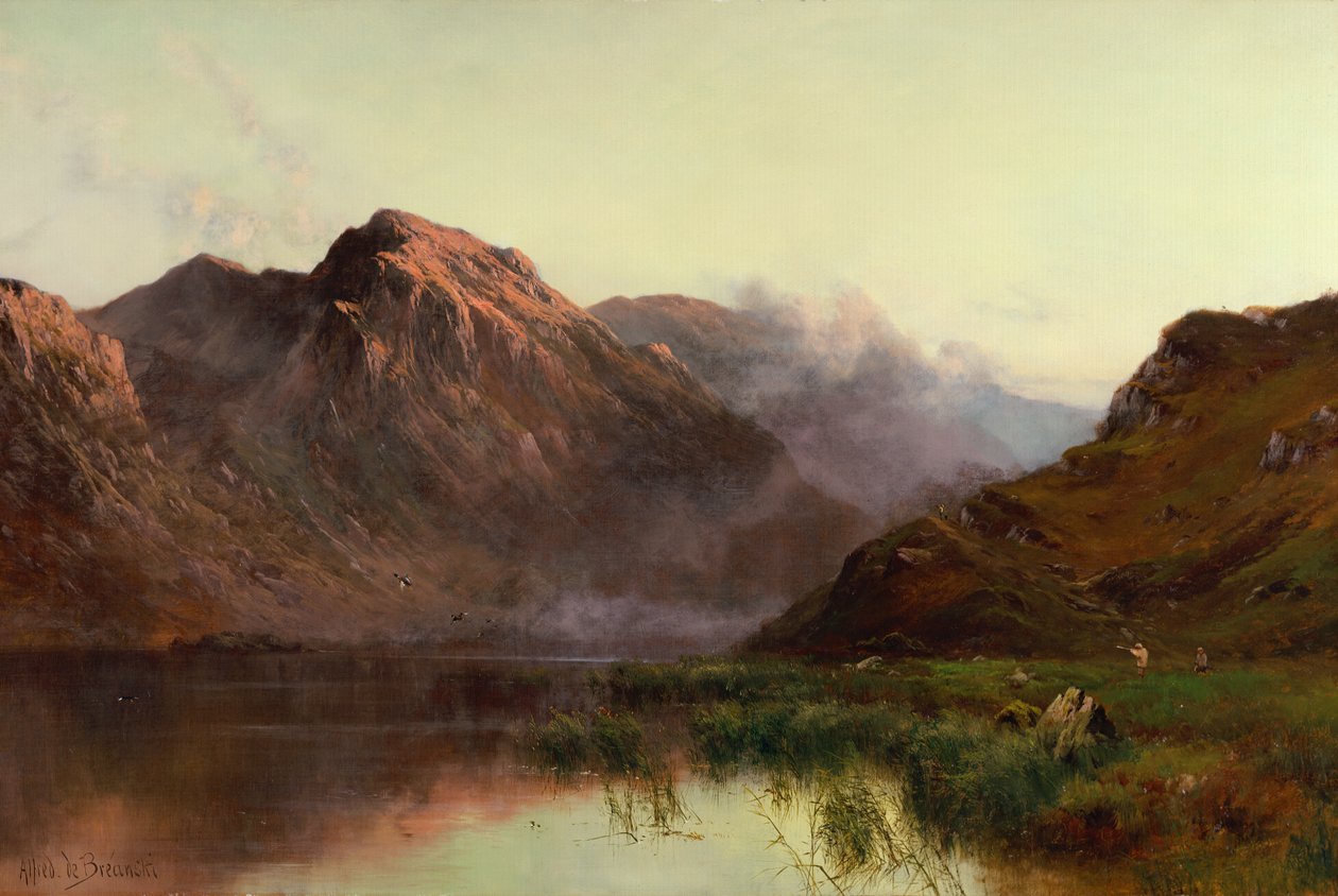 Yaban Kuşu Avı Llyn Crafnant (tuval üzerine yağlı boya) by Alfred de Breanski