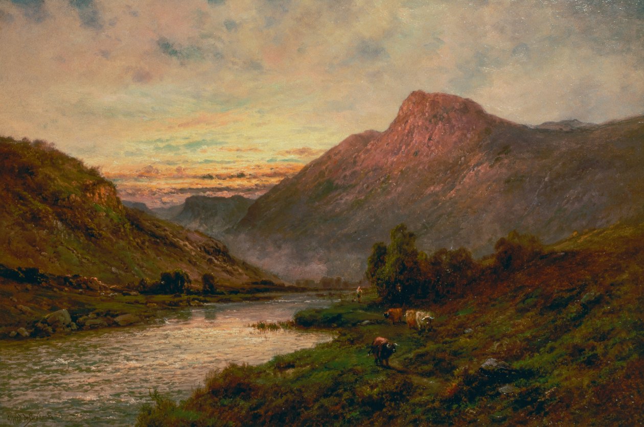Gün Batımında Tay, Dunkeld (petrol) by Alfred de Breanski