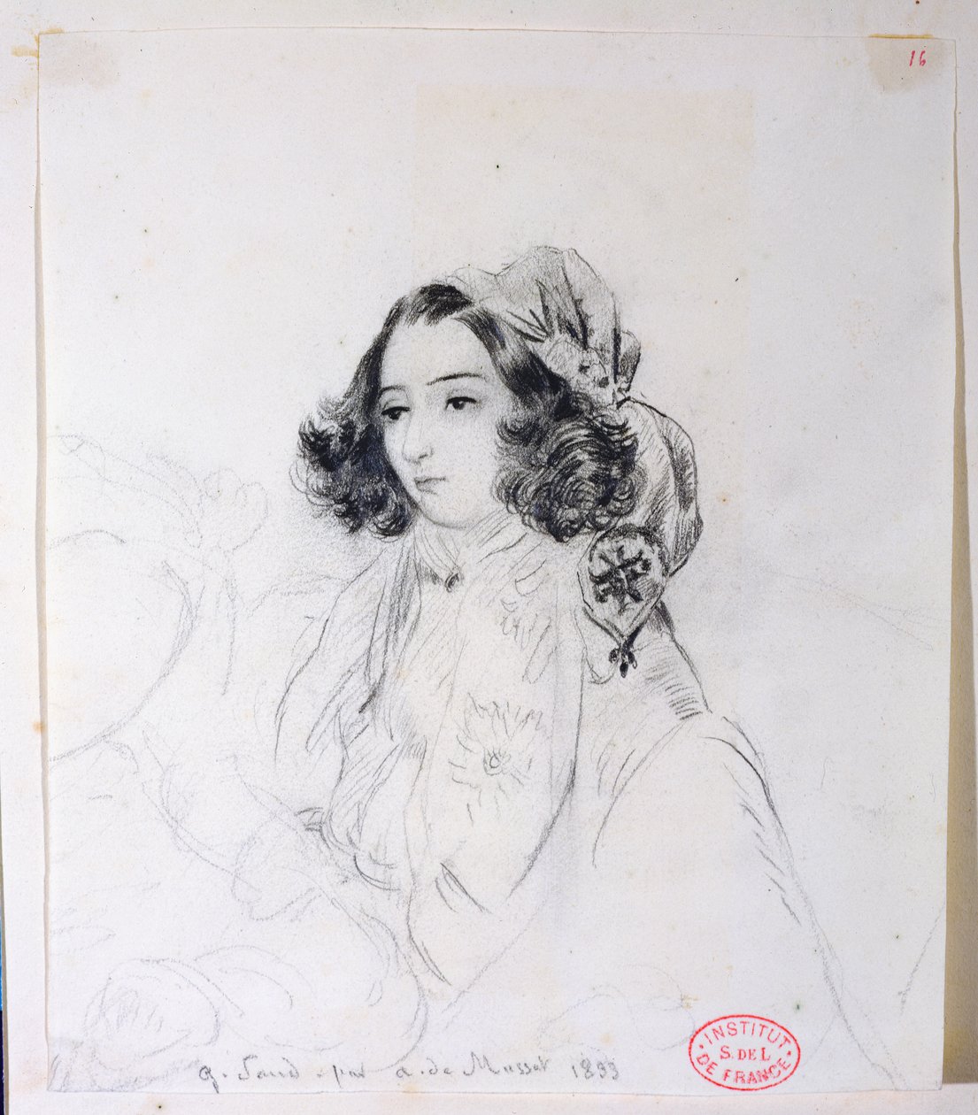George Sand (1804-76) Başörtüsü Takıyor, 1833 by Alfred de Musset