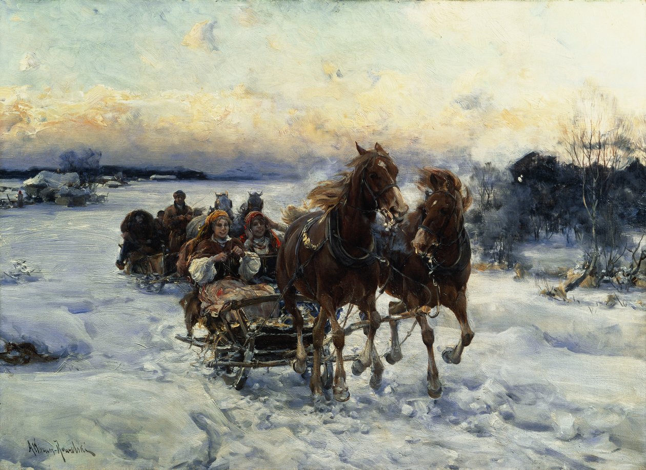 kızak yolculuğu by Alfred von Wierusz Kowalski