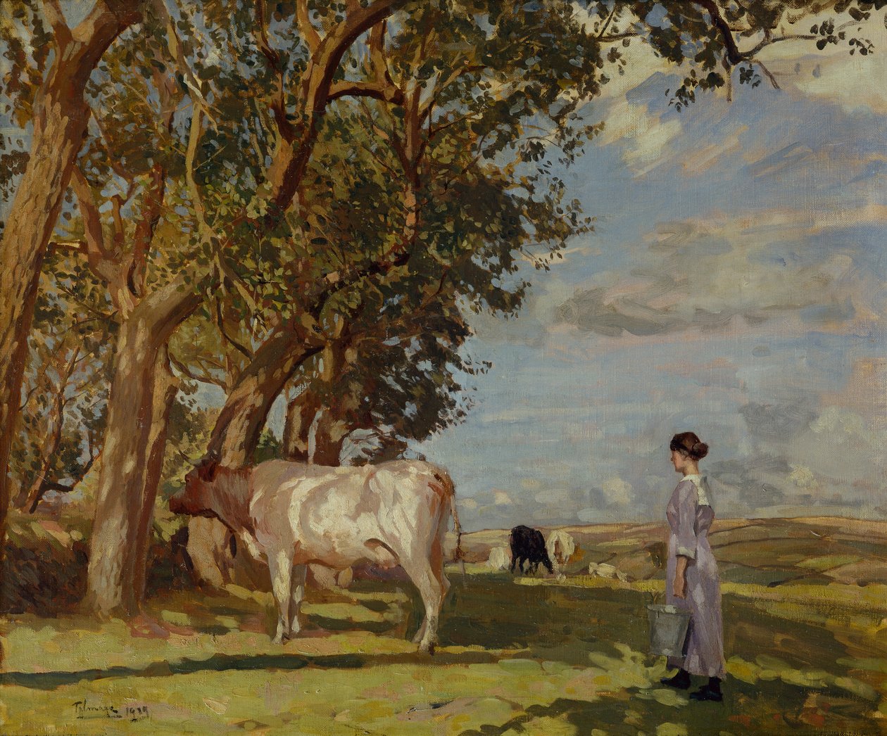 Yaz Sabahları, Bir Sütçü ve Sığır by Algernon Mayow Talmage