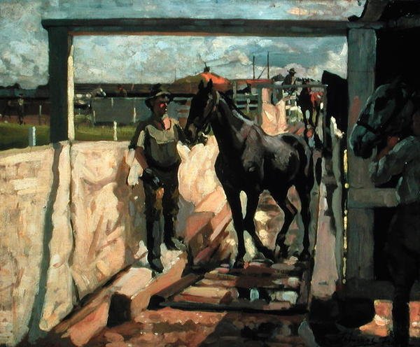 Uyuz için kükürt daldırma, c.1918 (tuval üzerine yağlı boya) by Algernon Mayow Talmage