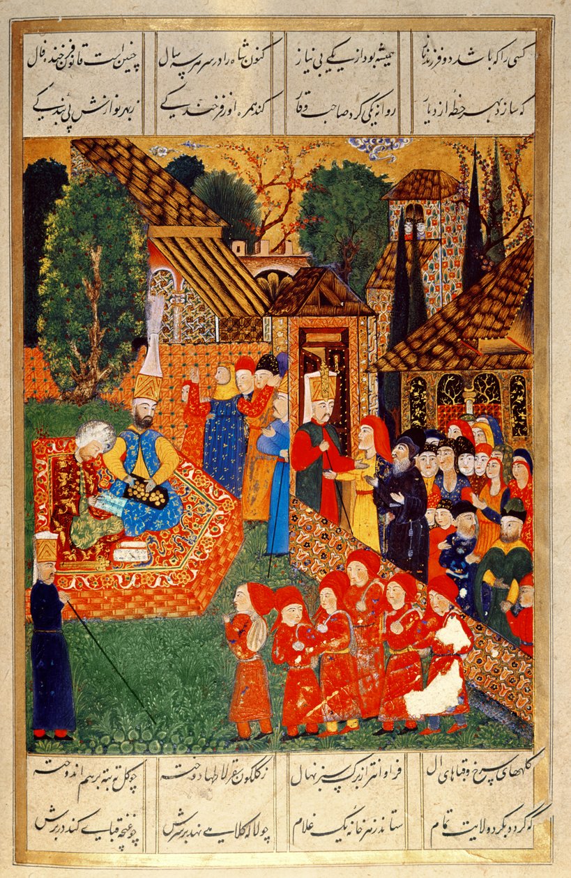 Kanuni Sultan Süleyman'a (1495-1566) devşirme yaptıran bir Yeniçeri, "Süleymanname"den (Mss Hazine. 1517 f.31v) by Ali Amir Beg