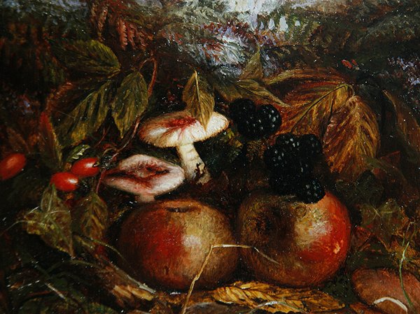 Mantar, Elma ve Böğürtlen ile Natürmort by Alice M Wilson