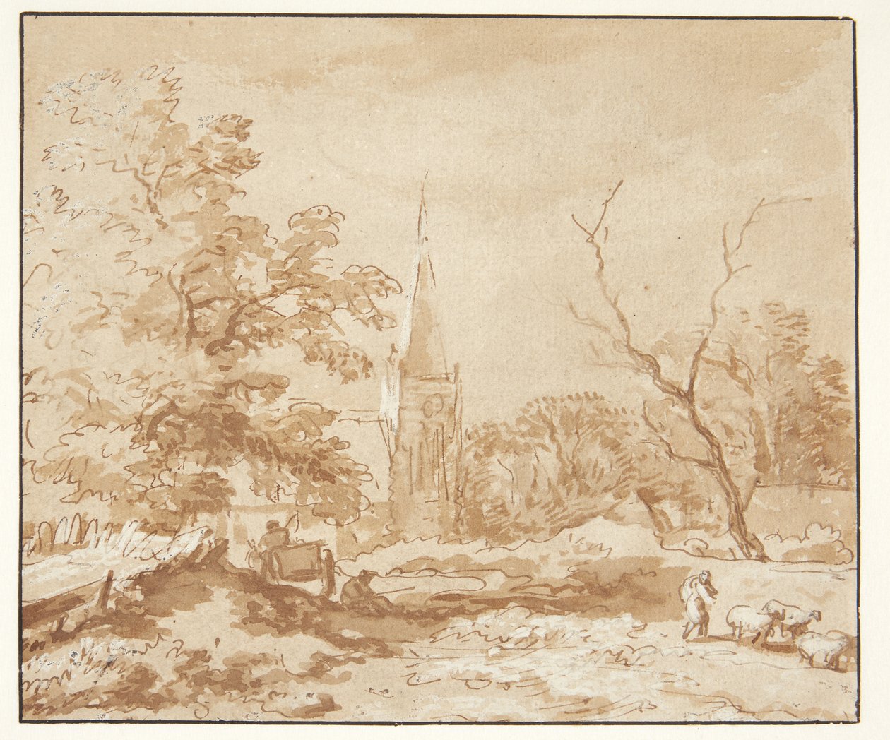 Ağaçlar ve bir kilise ile manzara by Allaert van Everdingen