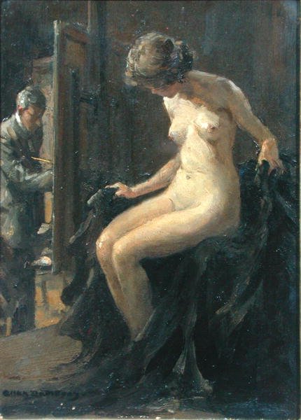 Stüdyo (panelde yağlı boya) by Allan Douglas Davidson